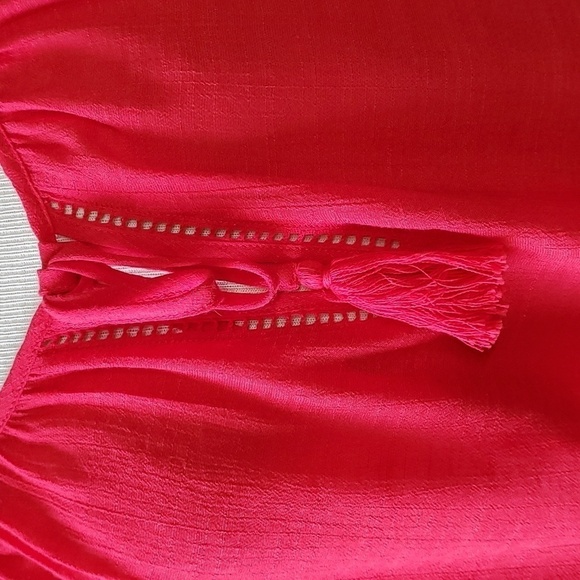 COUNTERPARTS‎ RED, NWT BOHEMIAN STYLE BLOUSE, size large. Bell sleeves. Hippy - Picture 2 of 10